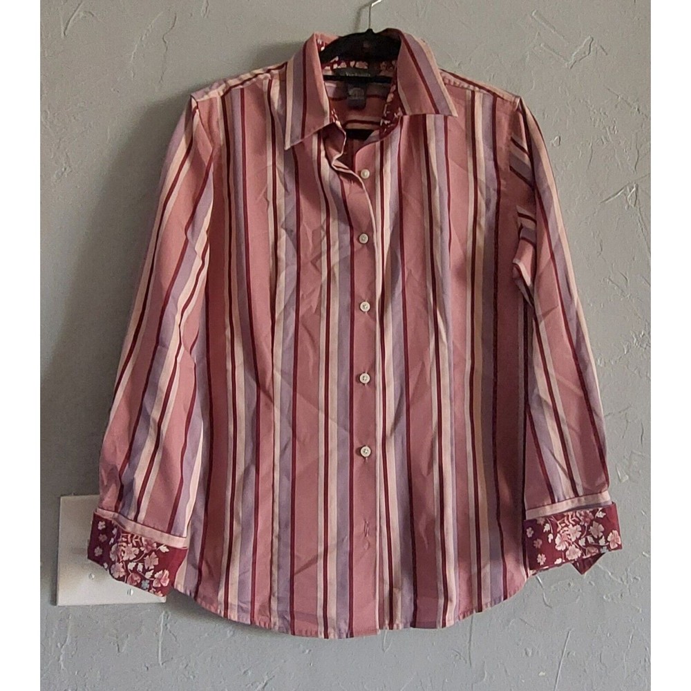 Van Heusen  Tops Shirts Women Size L,striped, 20.5 Inch Of Armp To Armp.